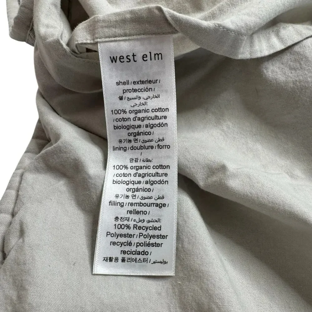 WEST ELM *NEW* Gray Textured Knit Organic Cotton Pillow Shams Standard Set of 2